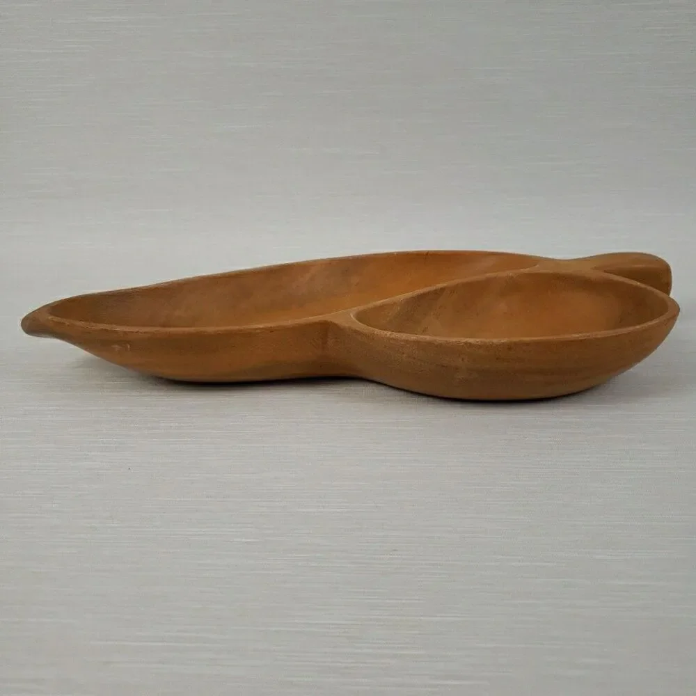 VTG Leilani Monkey Pod Wood Leaf Tray Hollywood Regency MCM Tiki Farmhouse